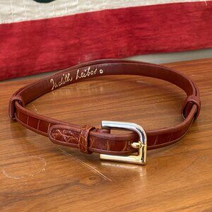 Vintage Judith Leiber brown leather adjustable belt.